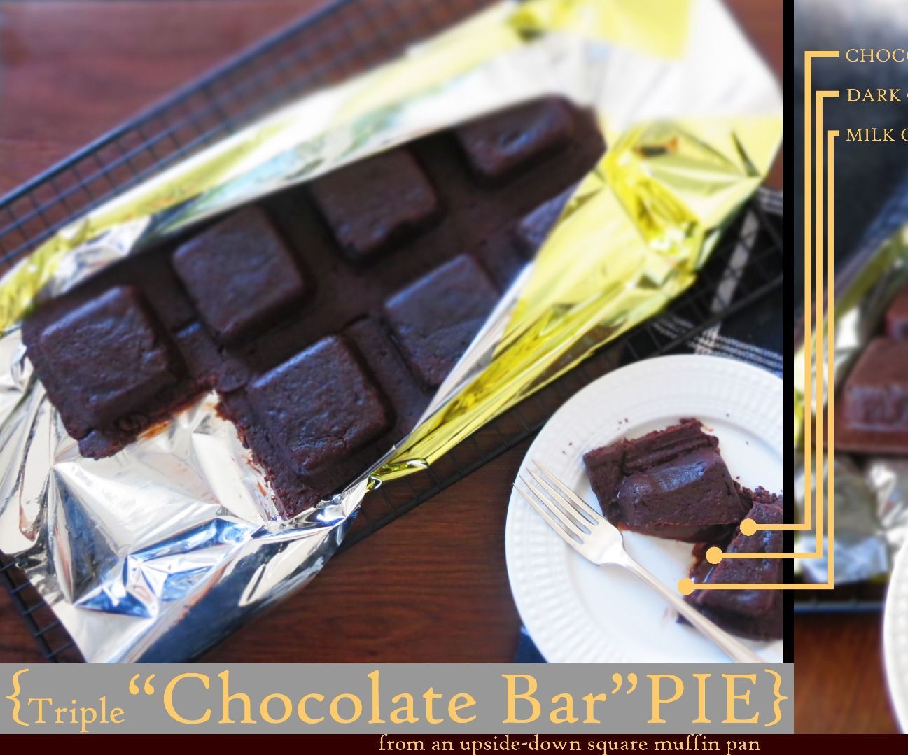 Triple "Chocolate Bar" PIE (Chocolate Pie Shaped Like a Chocolate Bar)