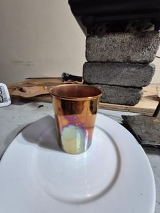 Heating Up the Copper Sheets and Copper Mugs to a High Temperature-600 Degrees C.