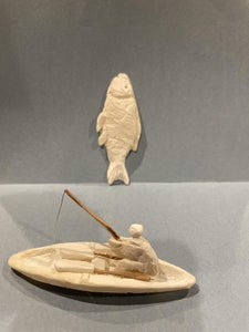 Fisherman Sculpture Out of Cuttlefish Bone/Cuttlebone