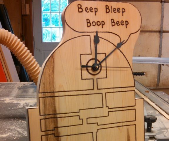 R2D2 woodburning clock
