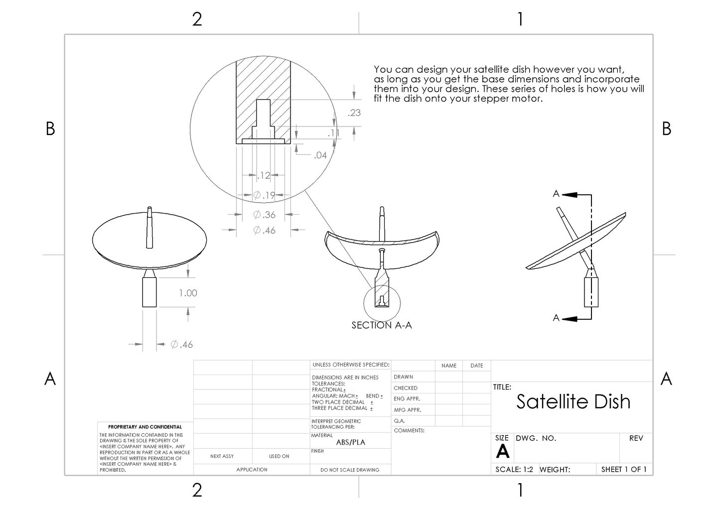 Schematics and Dimensions - Satellite Dish