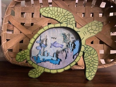 Sea Turtle-Shaped Shadow Box