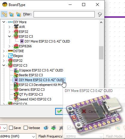 Start Visuino, and Select the DIY More ESP32 C3 0.42 Start Visuino, and Select the DIY More ESP32 C3 0.42