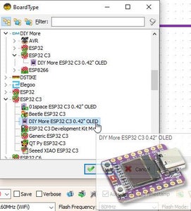 Start Visuino, and Select the DIY More ESP32 C3 0.42" OLED Board Type