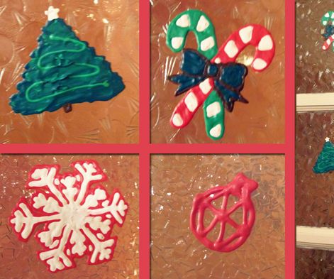 Reusable puffy paint Christmas window decorations 