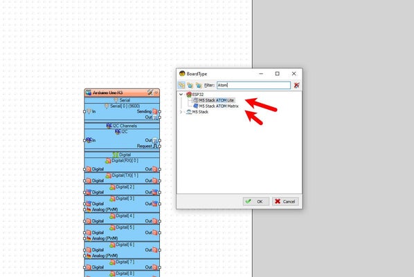 Sender ESP32: Start Visuino, and Select the M5 Stack ATOM Lite Board Type