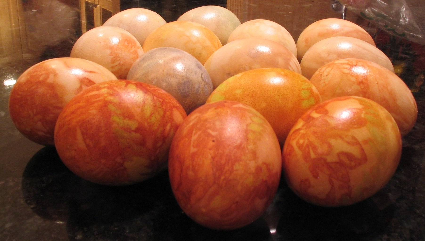 Easter Eggs Dyed With Onion Skins and Ferns