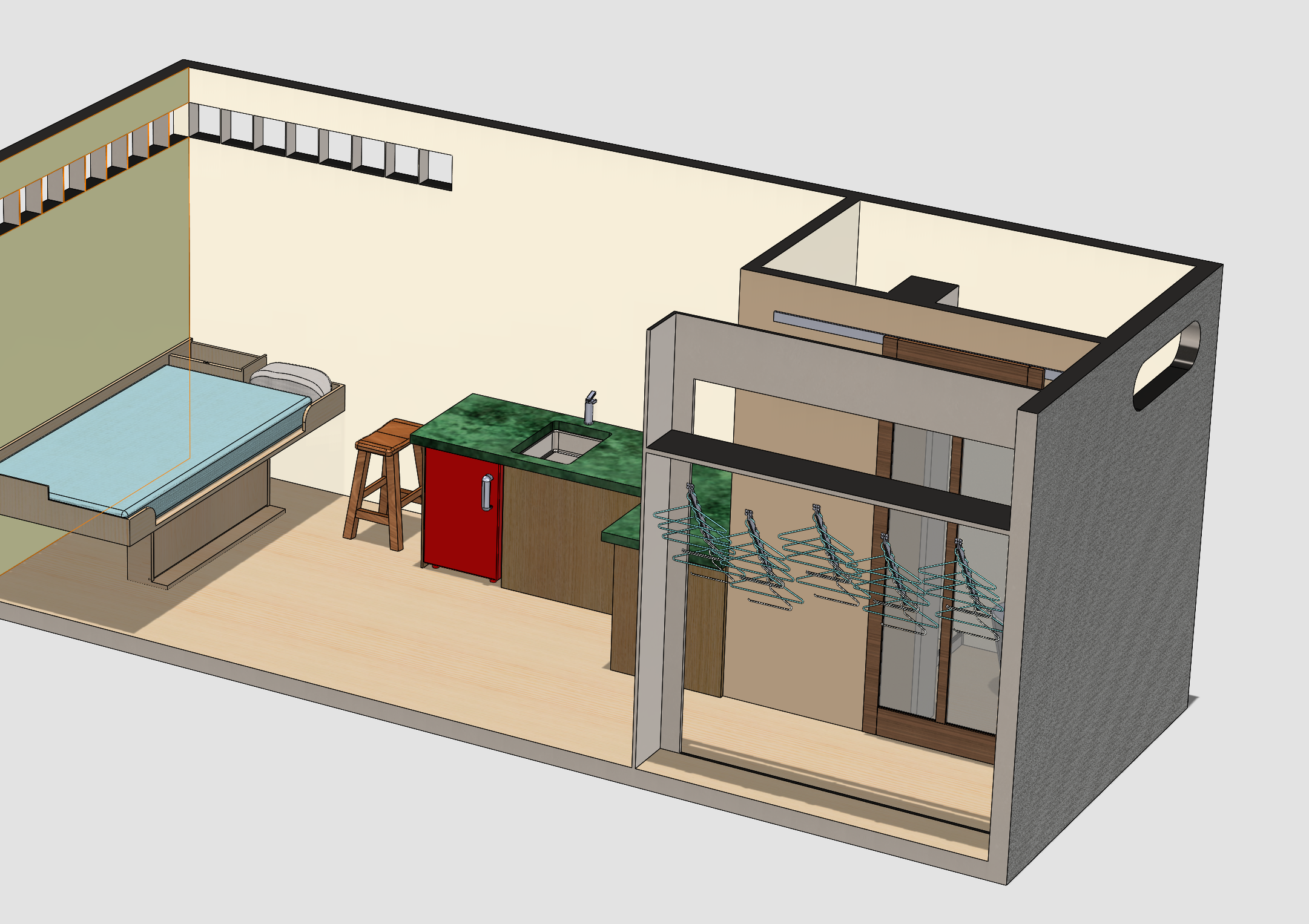 Small Liveable Space From a Half-Size Shipping Container