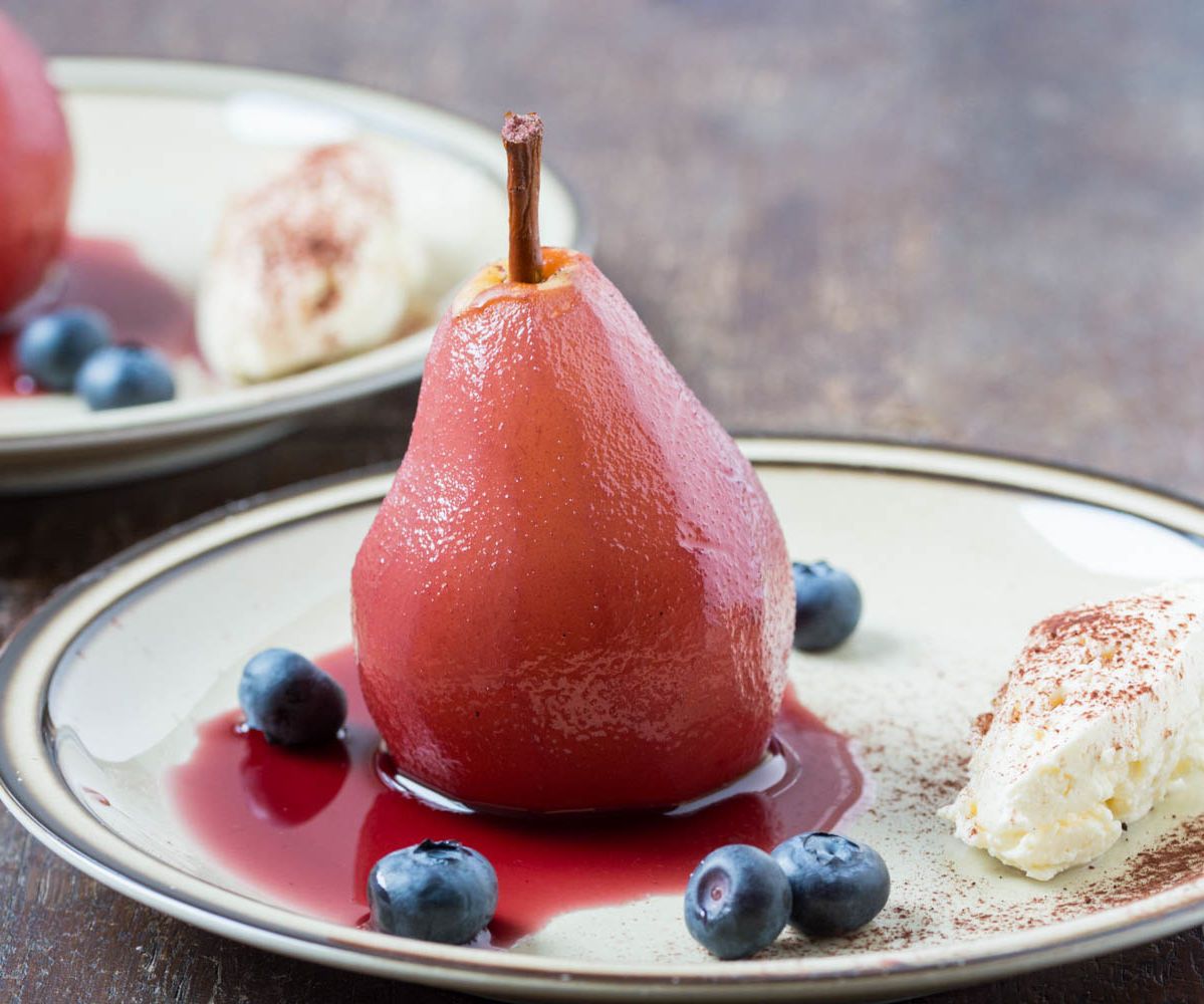  Pears Poached in Red Wine
