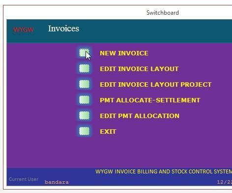 INVOICE BILLING AND INVENTORY CONTROL SYSTEM