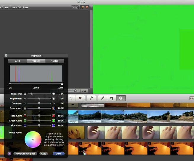 IMovie 11 Special Effects Repostioning a Green Screen Clip