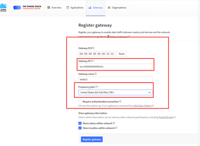 TTN (thethings.network) Server Creates a Gateway