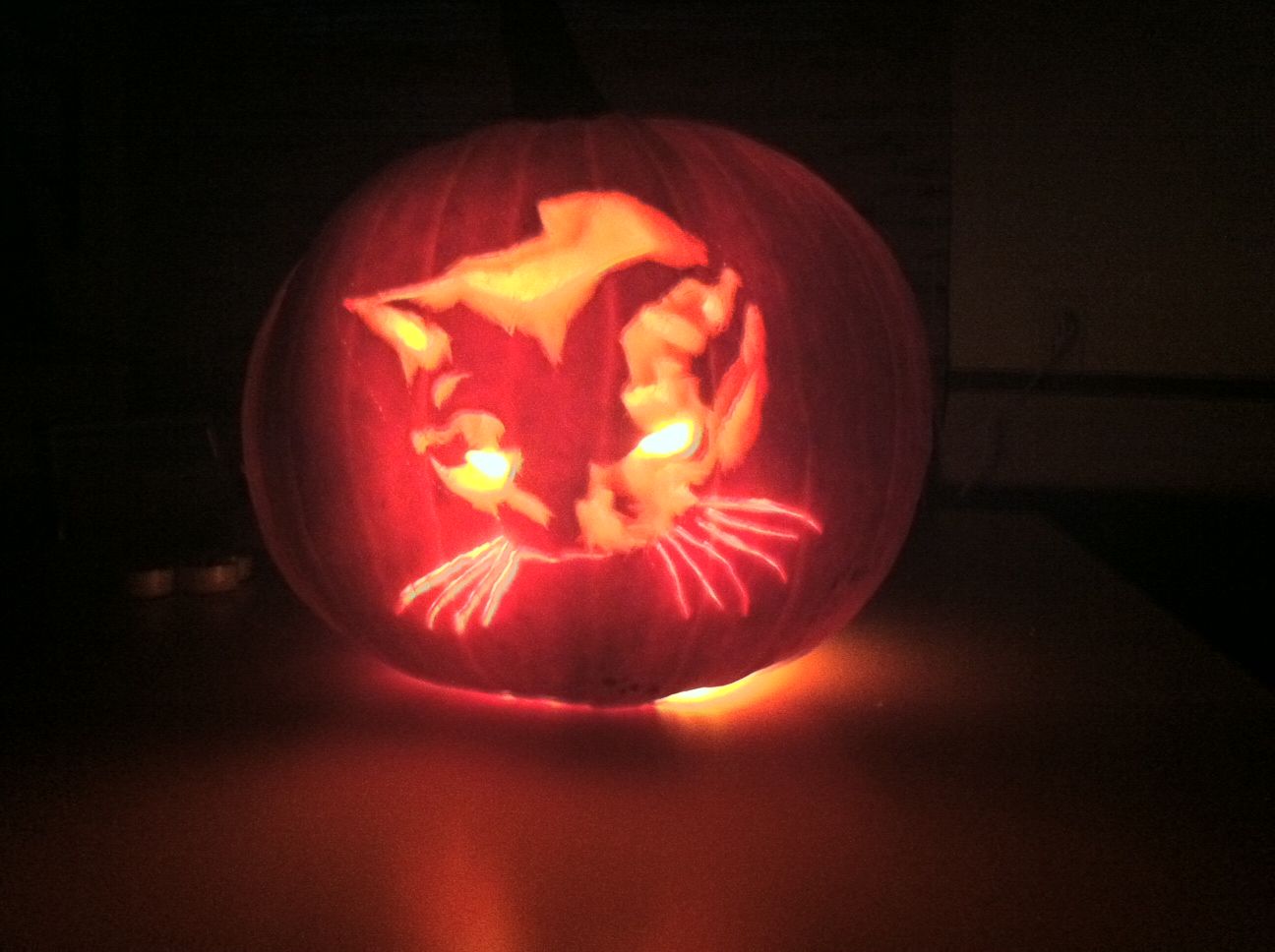 Detailed Pumpkin Carving (Photo of My Cat)