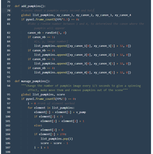 Add, Manage and Display Pumpkins Functions