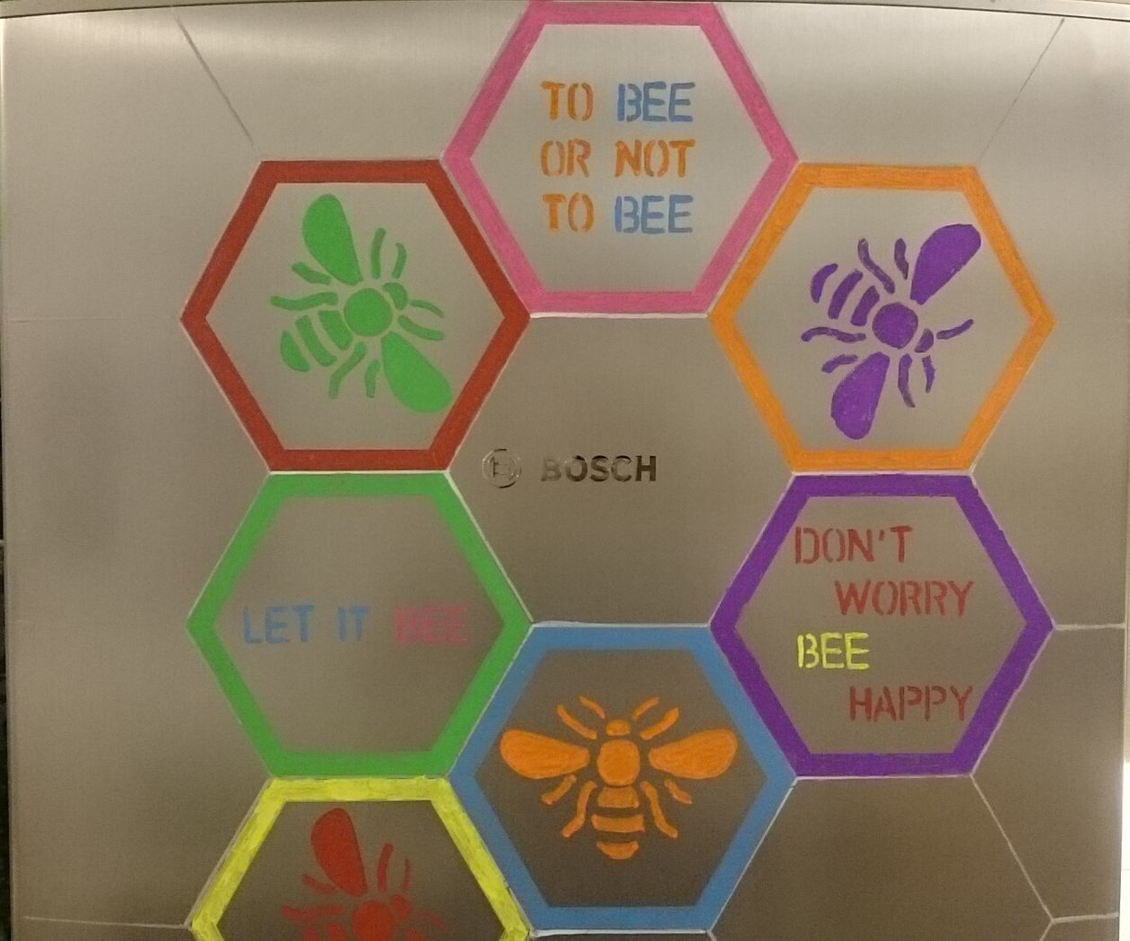 A Fridge Full of Bees - Refrigerator Art With Chalk Markers