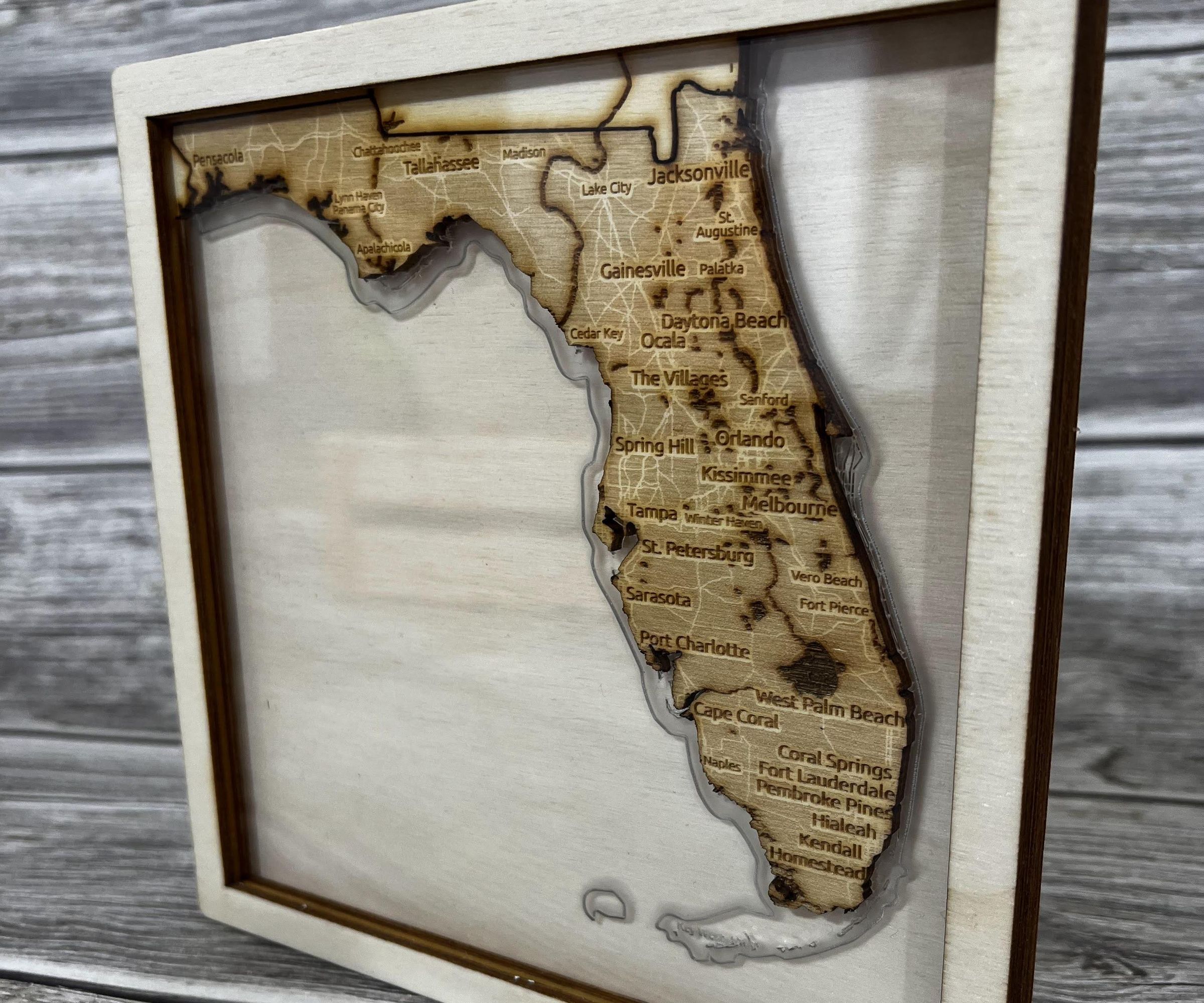 Laser Cut 3D Map of a State