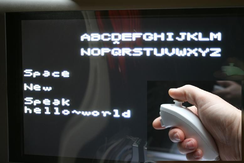 Nunchuck Text-to-speech Unit. Very Low Cost TVout/Arduino Based