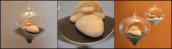 Place Pebble Stack Into Terrarium