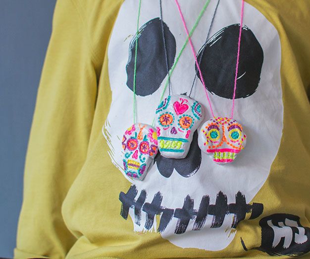 Day of the Dead Clay Necklaces