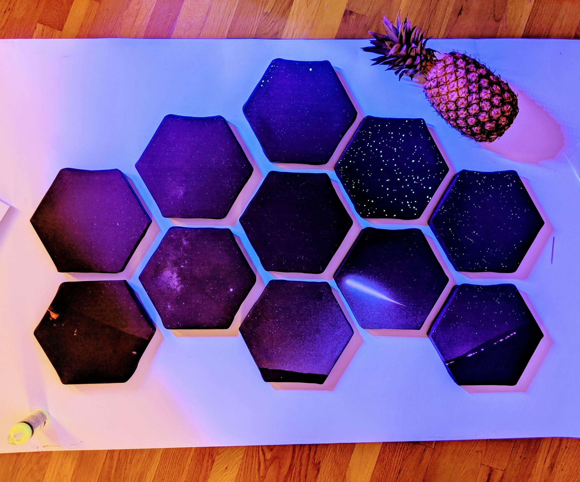 Hexagonal Glow in the Dark Meteor Starscape