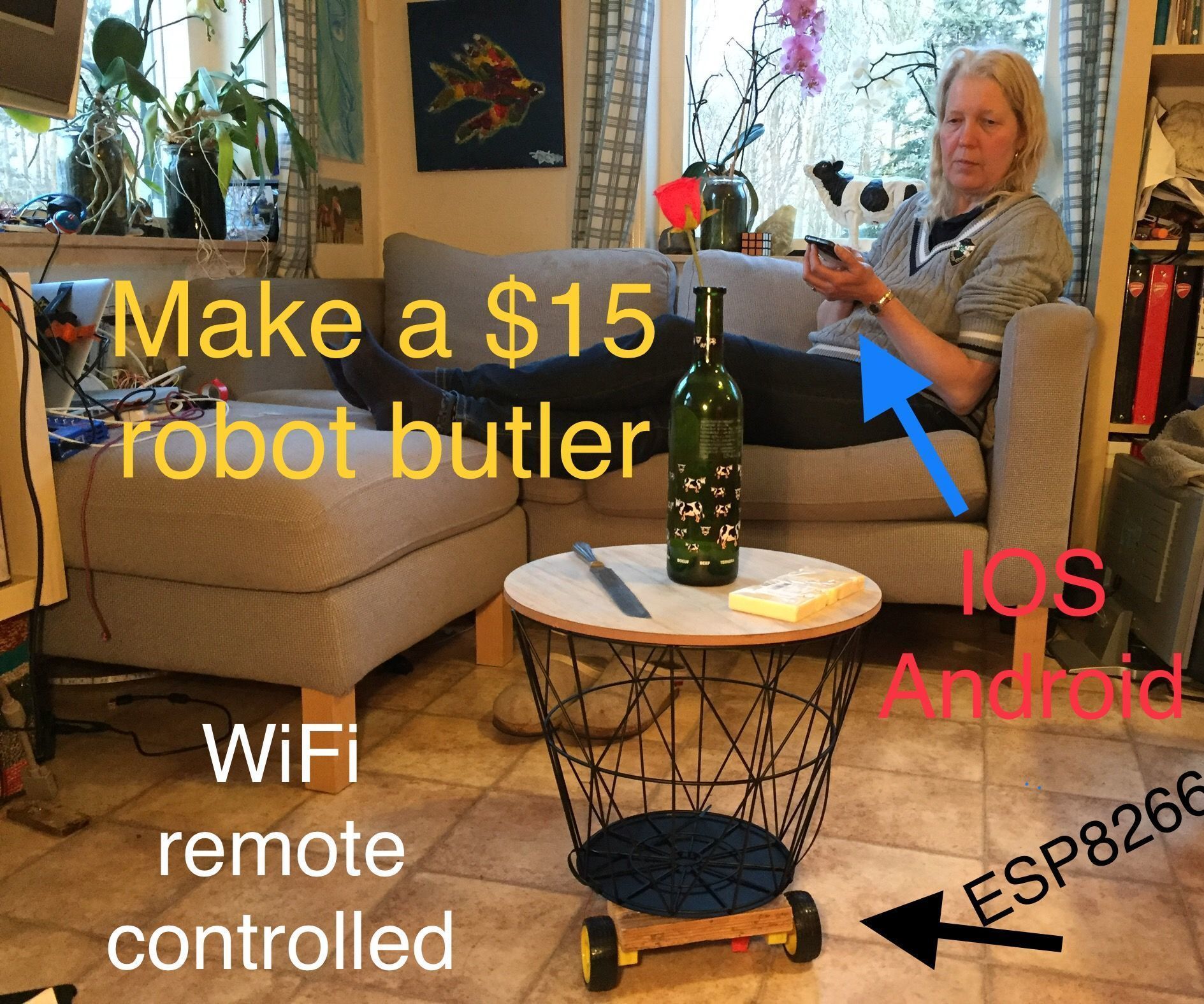 Build a $15 Remote Controlled ESP8266 Robot Butler / Car / Tank for Ios and Android