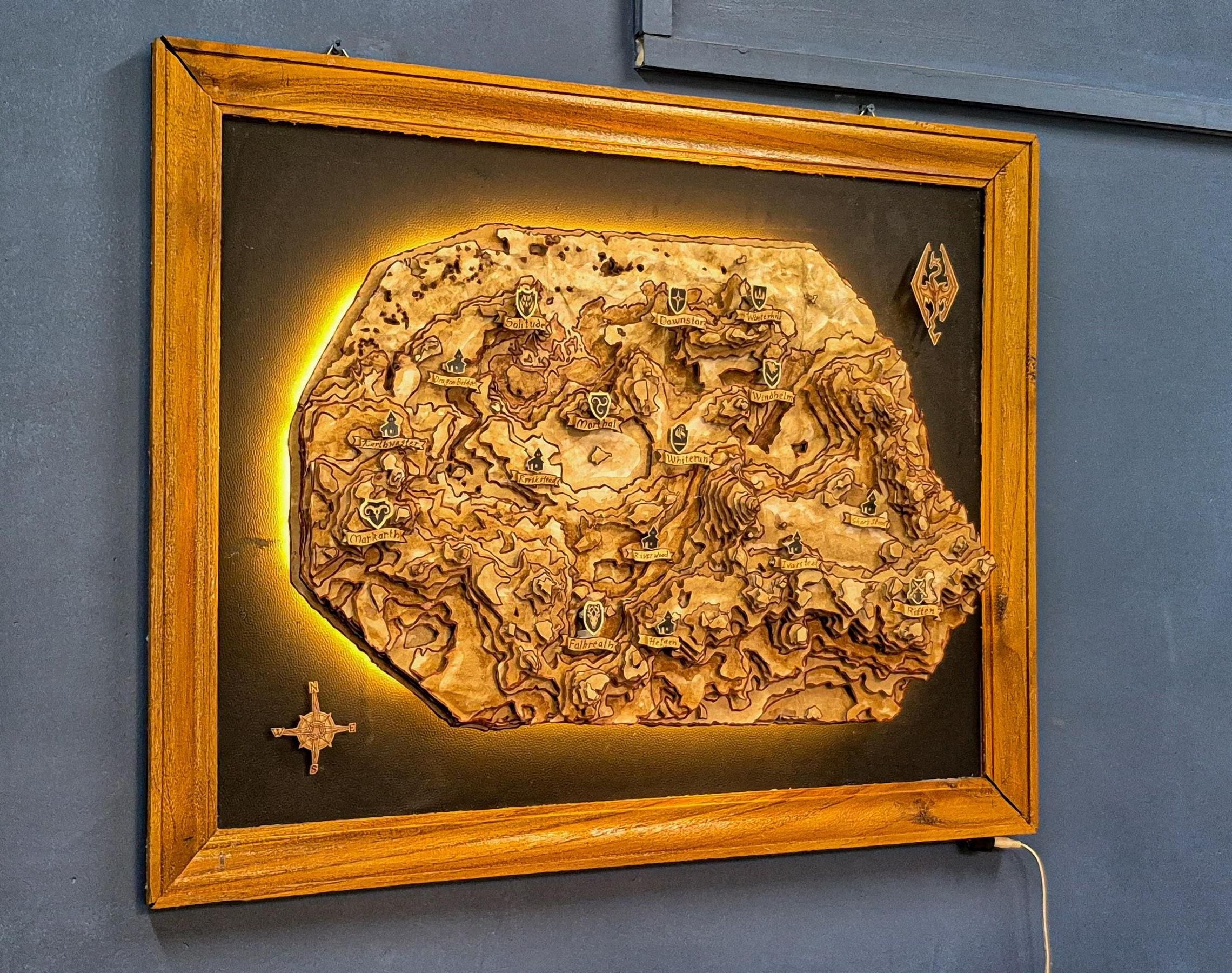Skyrim Topographic Map: a Layered Wall Art Project