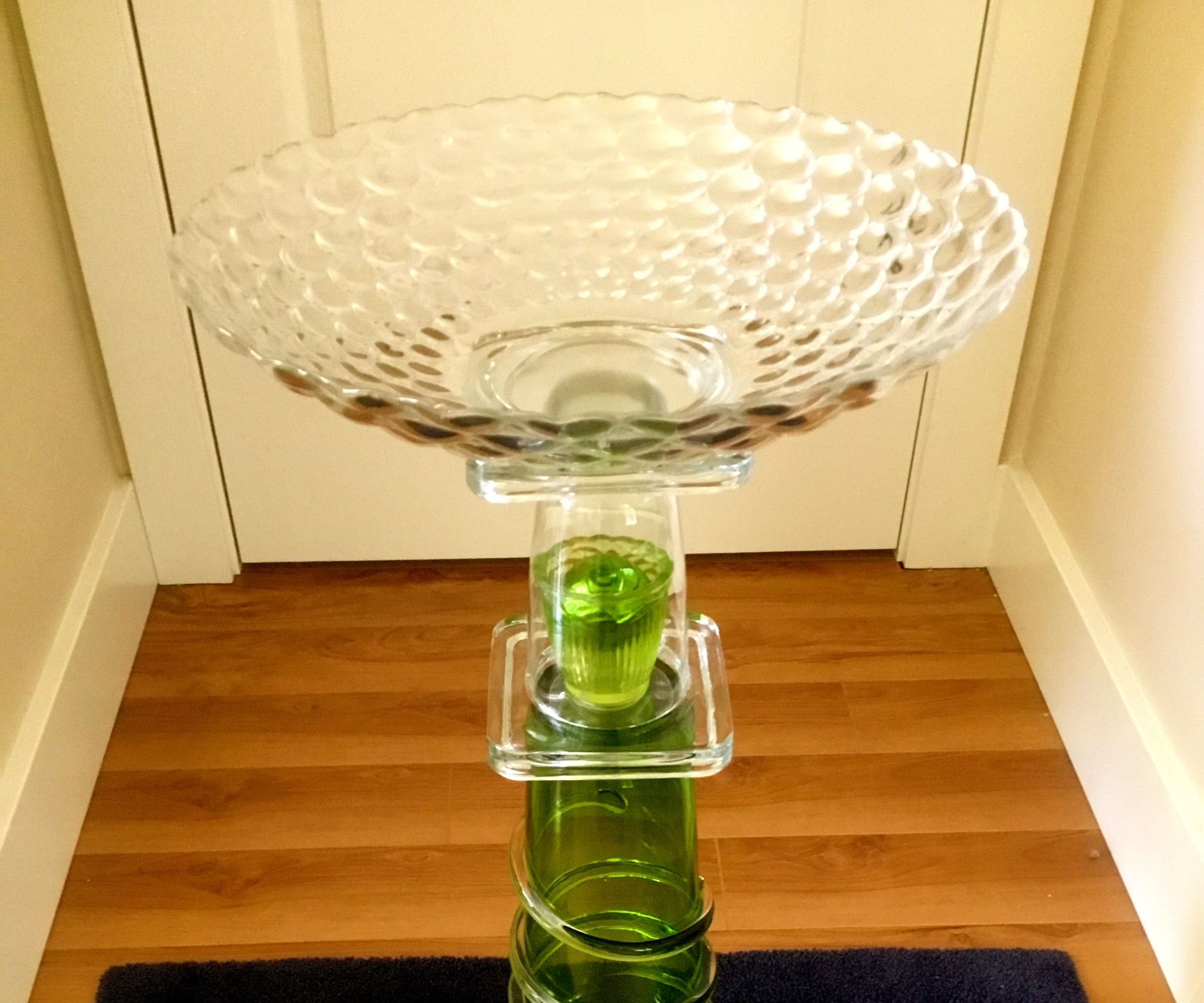 Recycled Glass Birdbath