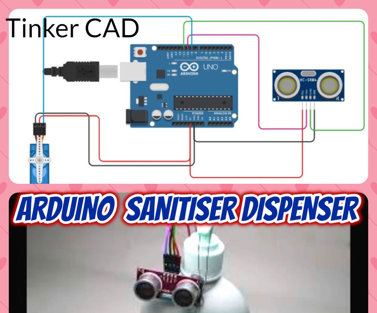 ARDUINO SANITIZER DISPENSER(Tinker CAD)