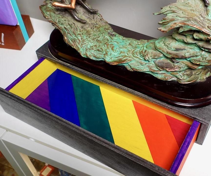 Hidden Drawer With Pop of Color