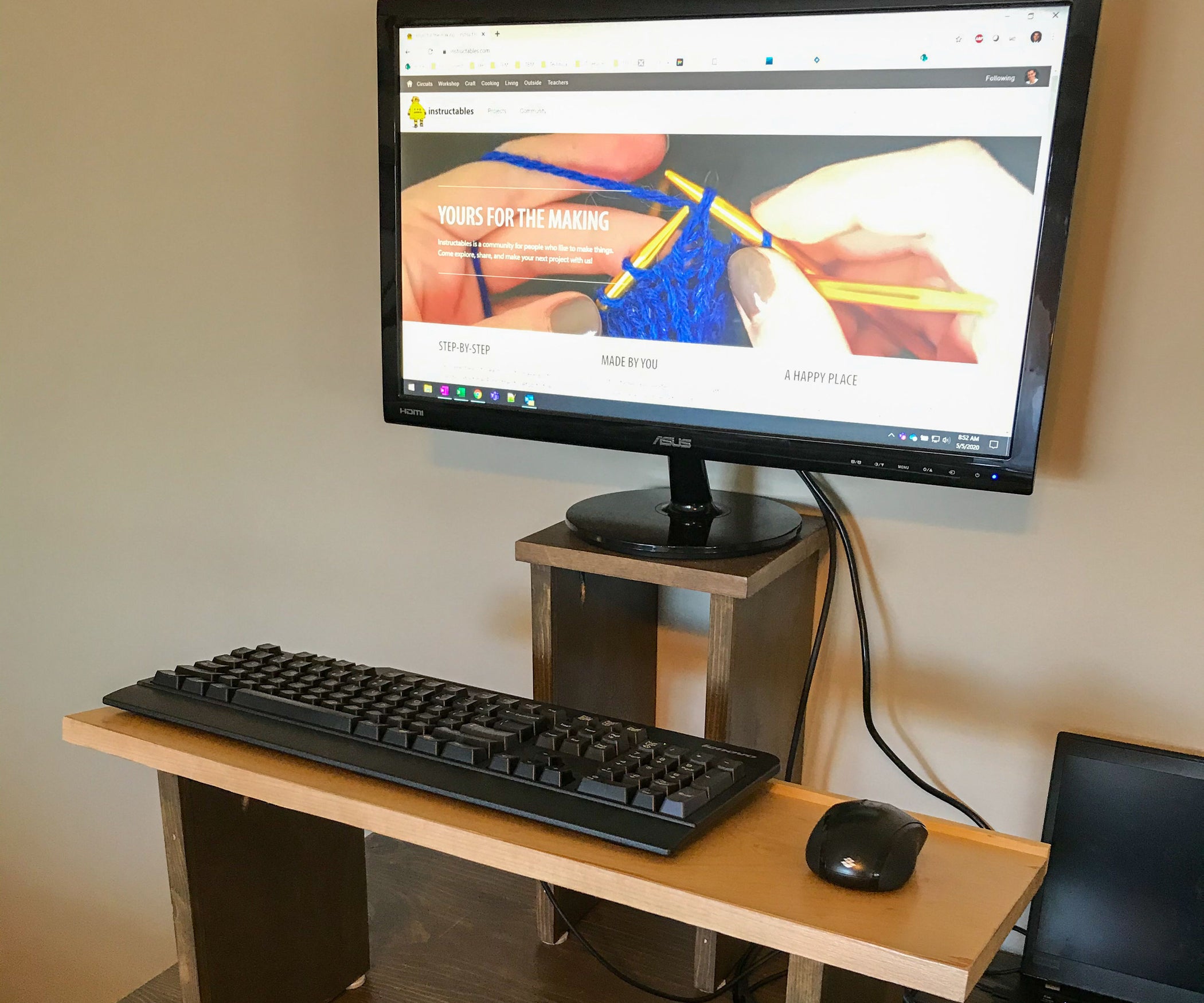 DIY Simple Standing Desk Keyboard & Monitor Stands 15 Steps (with