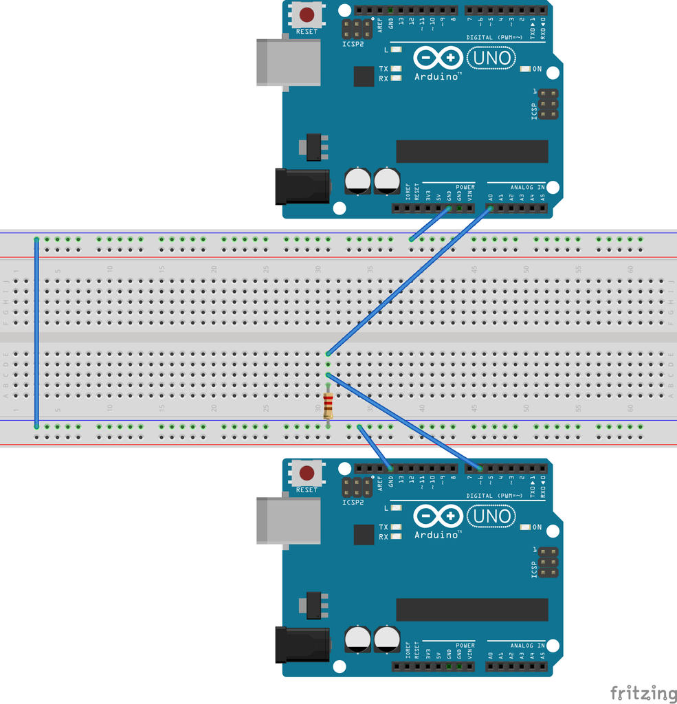 The Connections of Arduino UNO to Arduino UNO