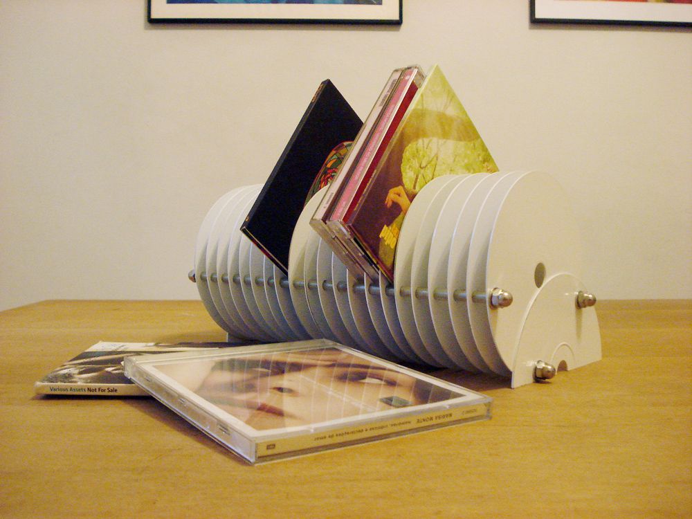 CD stand made from old discarded CDs