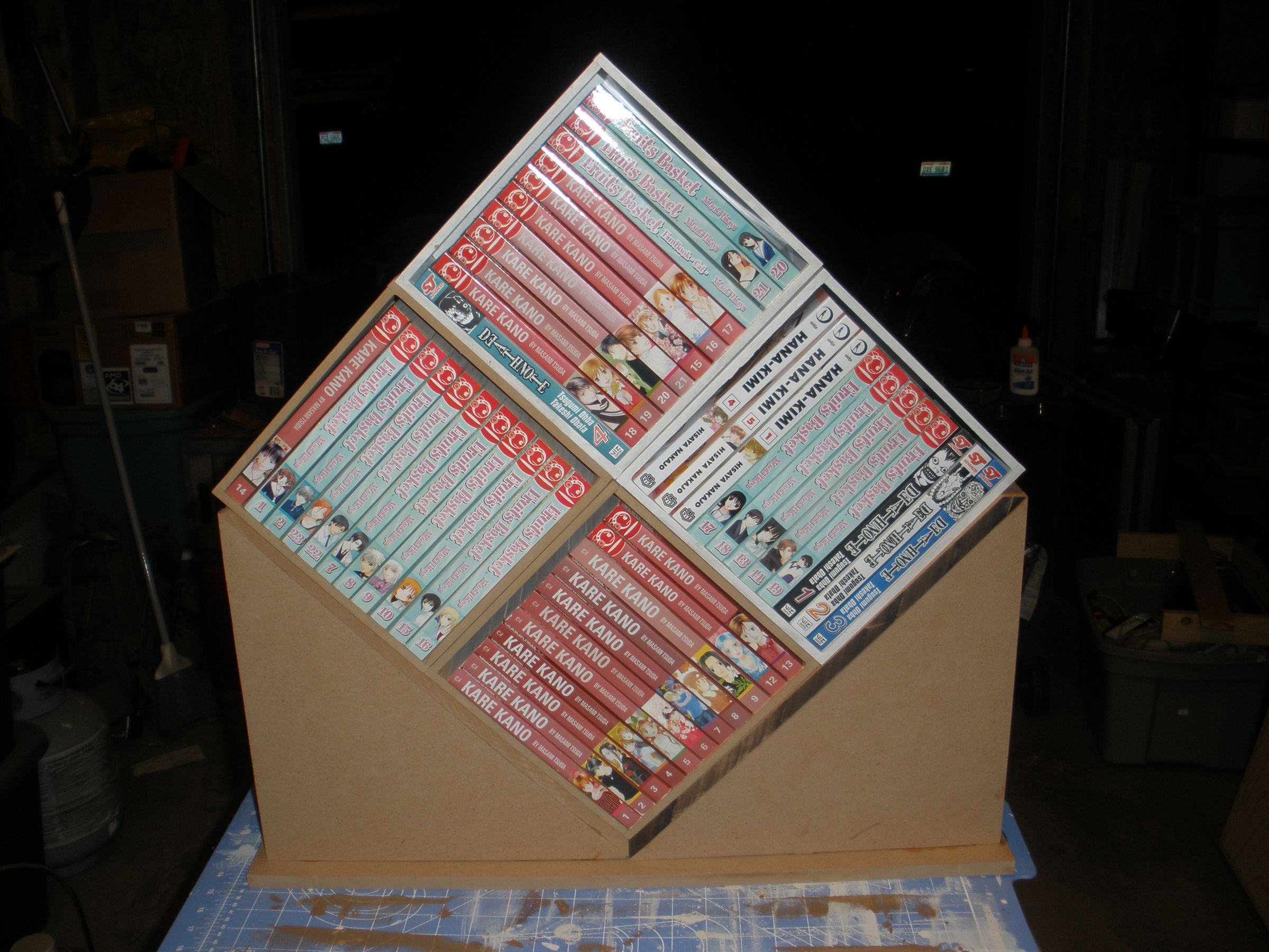 Diamond Shaped Bookcase for DVDs, Video Games or Manga