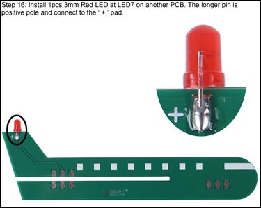 Install 1pc 3mm Red LED at LED7 on Another PCB.