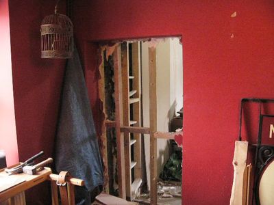 Breaking Through. the Doorway to the House.