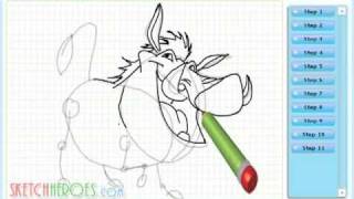 How to Draw Pumbaa (Timon & Pumbaa)