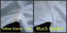 how to remove sweat stains from white dress shirts If your white clothes have lost their brightness and turned yellow around the collar and underarms, there's an incredibly inexpensive budget laundry trick that will eliminate stains and refresh all your beloved