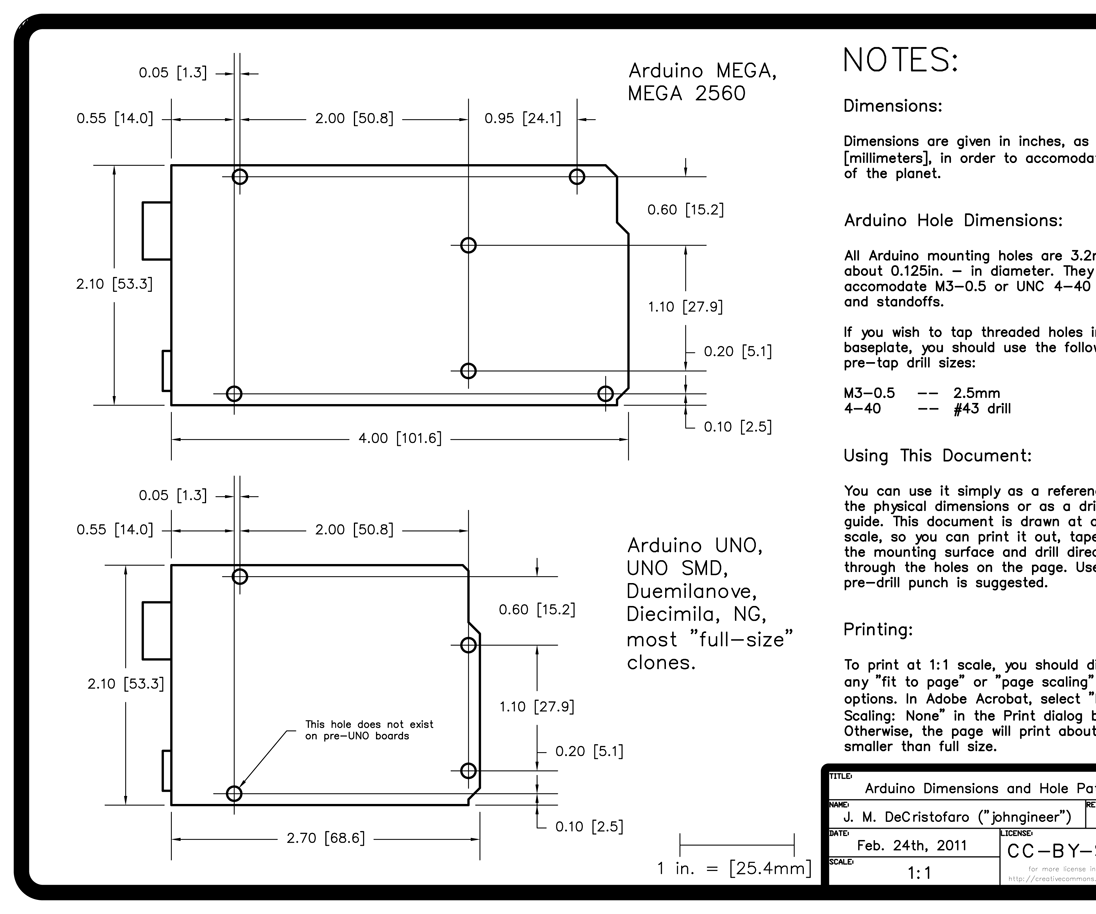 Arduino Dimensions,hole Patterns and How to Fasten