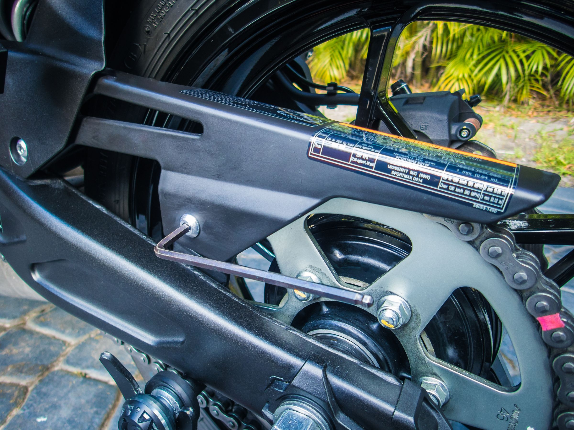 DIY Motorcycle Chain Tension Adjustment & Rear Wheel Alignment 13