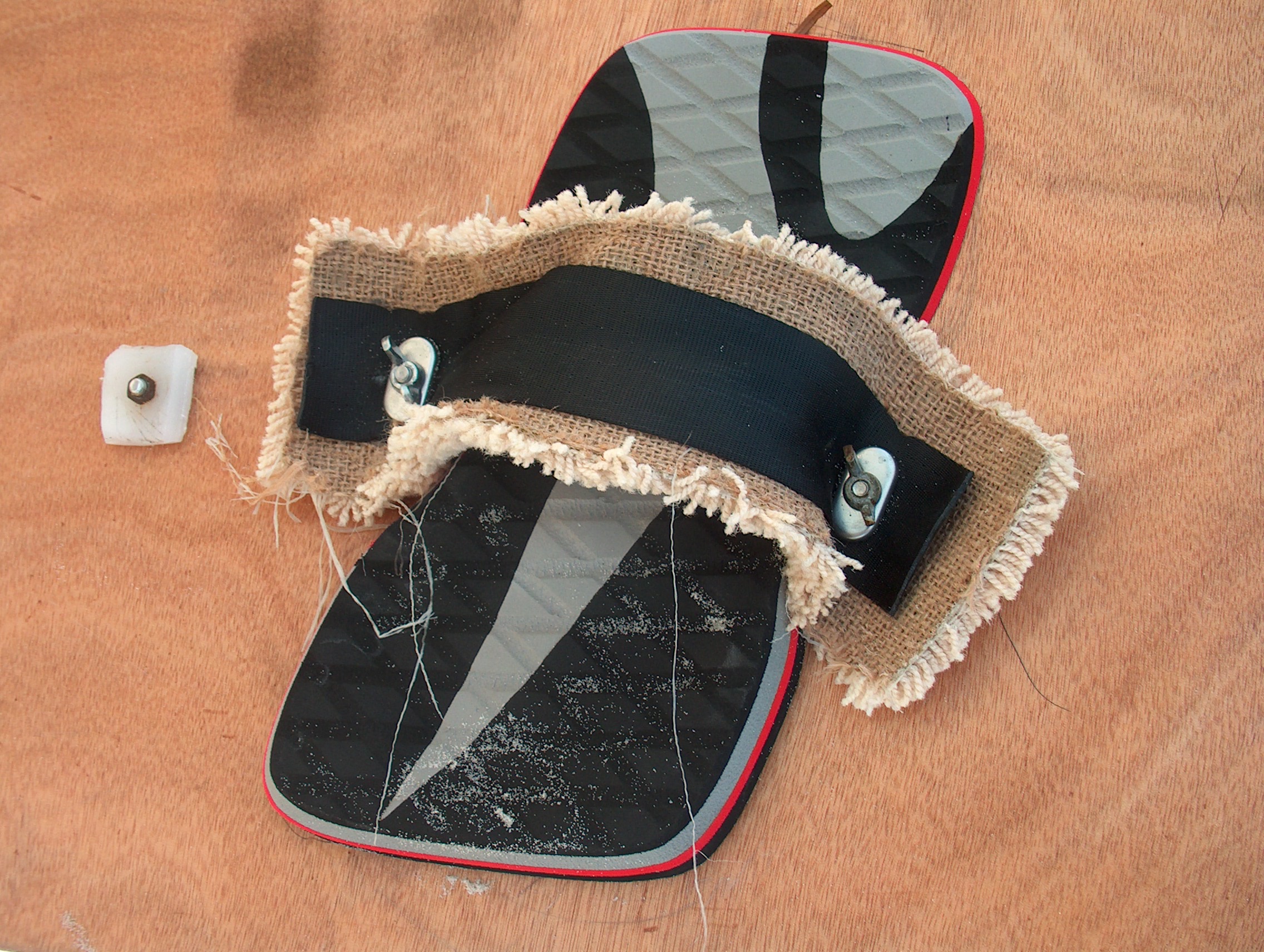Make Your Own Instant Kiteboard Footstraps From Seatbelt and Carpet Scraps