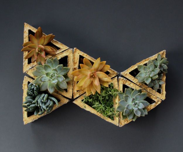 Concrete Modular Geometric Wall Planters