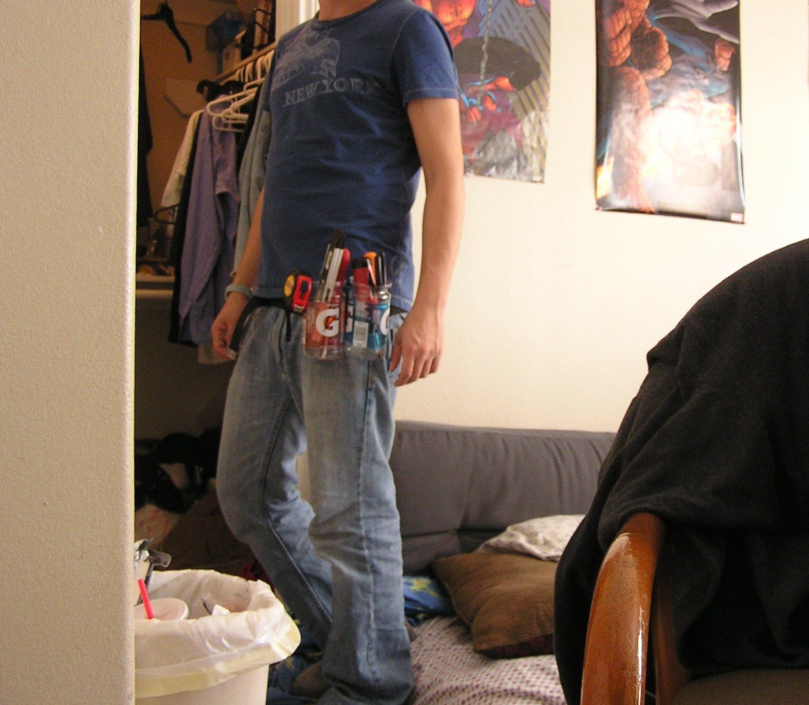 Tool belt from Gatorade plastic bottles.