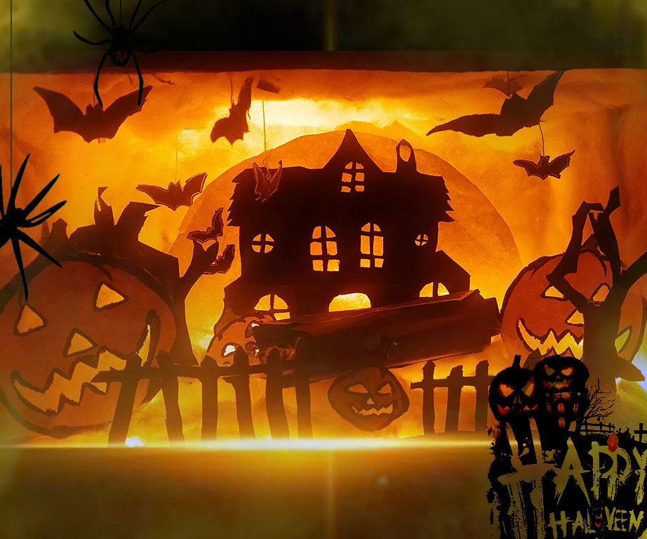 3D Halloween Shadow Box With 3D Coffin