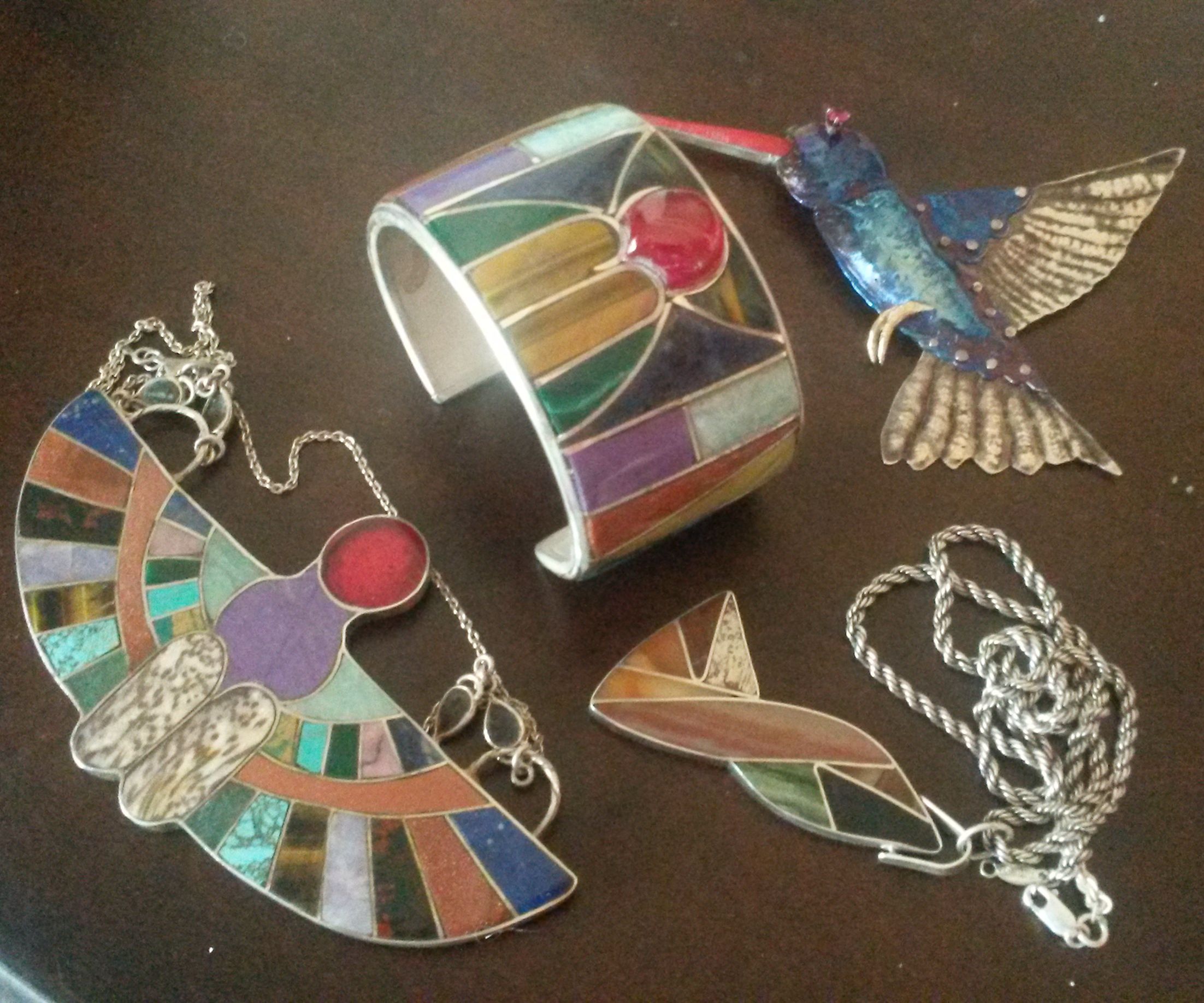 Inlaid Multi-stone Cuff Bracelet