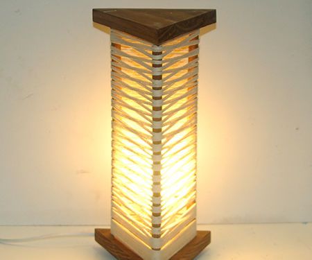 String or Yarn and Wood Lamp