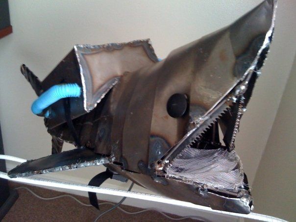 Jetpack Shark Sculpture