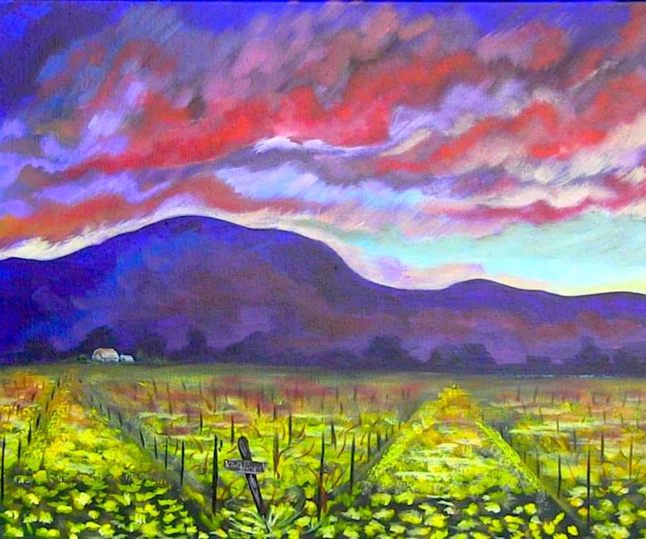 How to Paint Acrylic Sunset With Flowered Valley