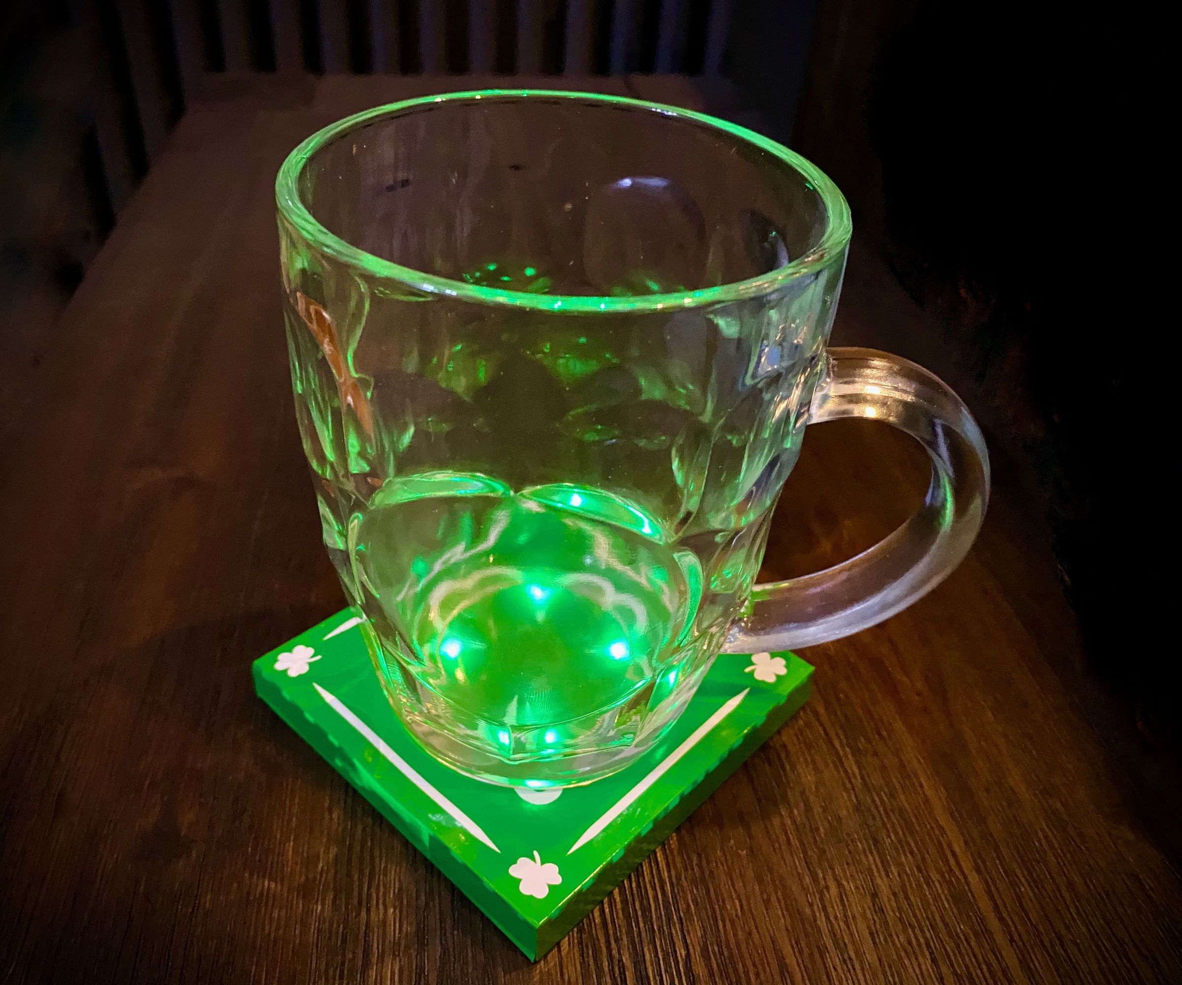 Light-Up Shamrock St. Patricks Day Coaster