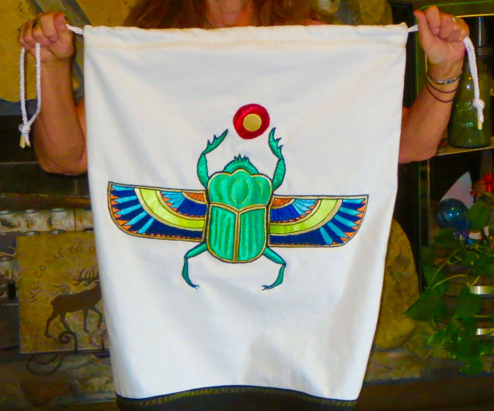 Egyptian Scarab Applique Bag