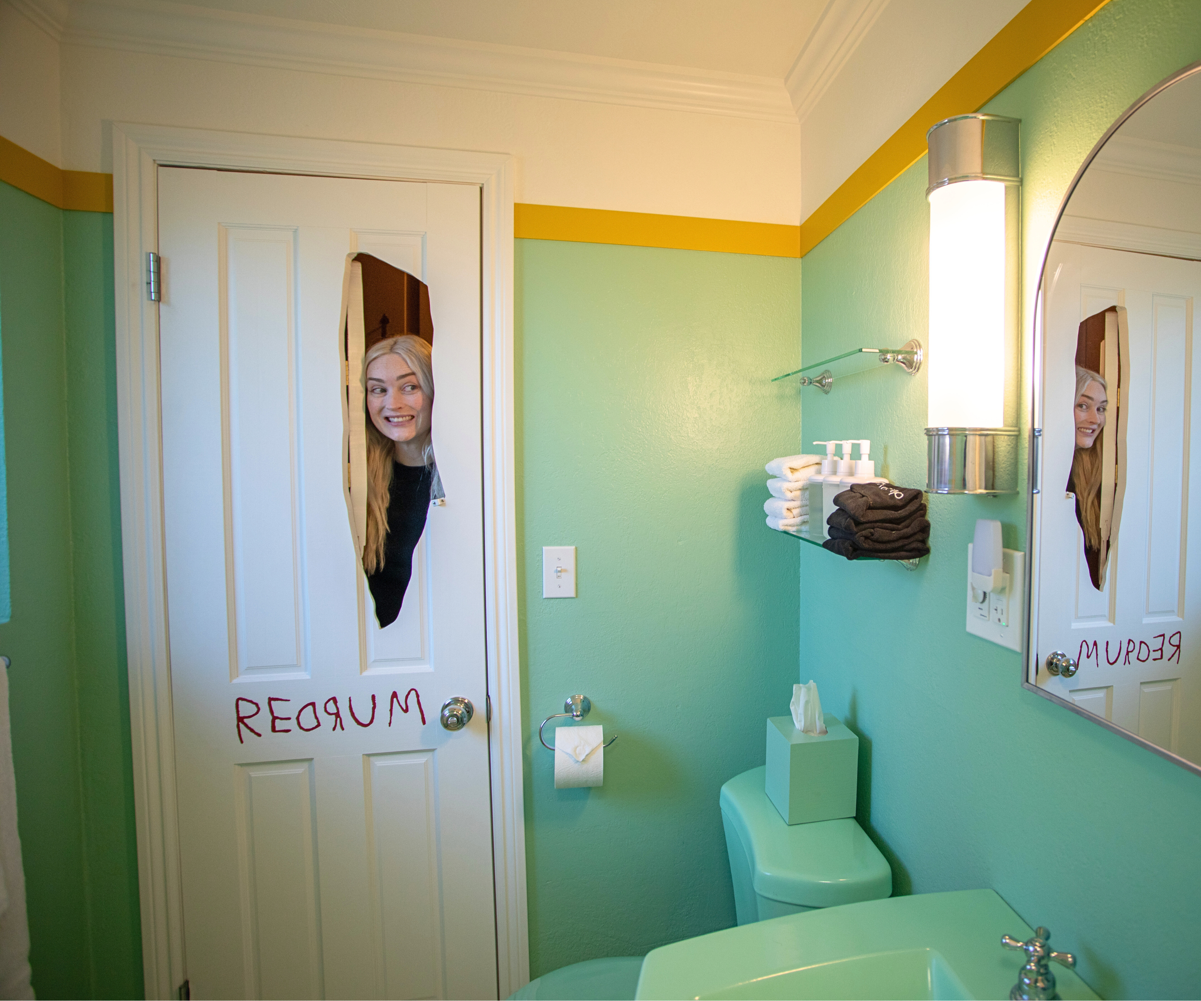 Horror Movie Inspired Door 🚪🪓 Halloween Decoration